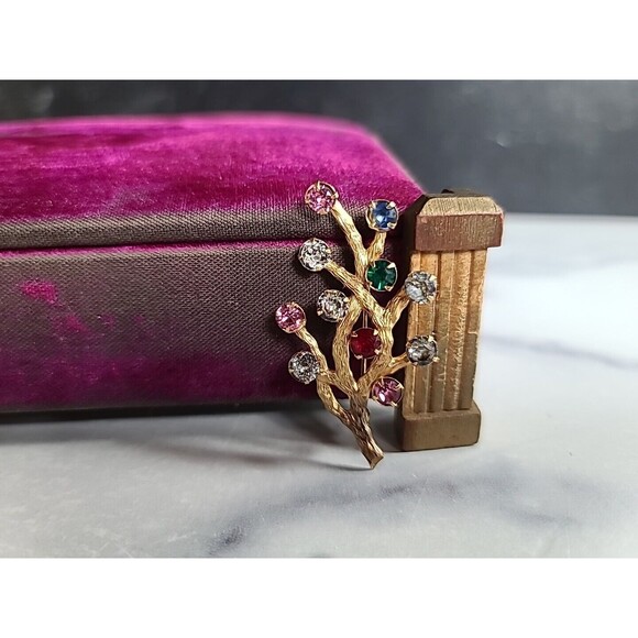 Van Dell 1/20 12K G.F. Prong Set Rhinestone Branch Brooch Vintage - Picture 3 of 10